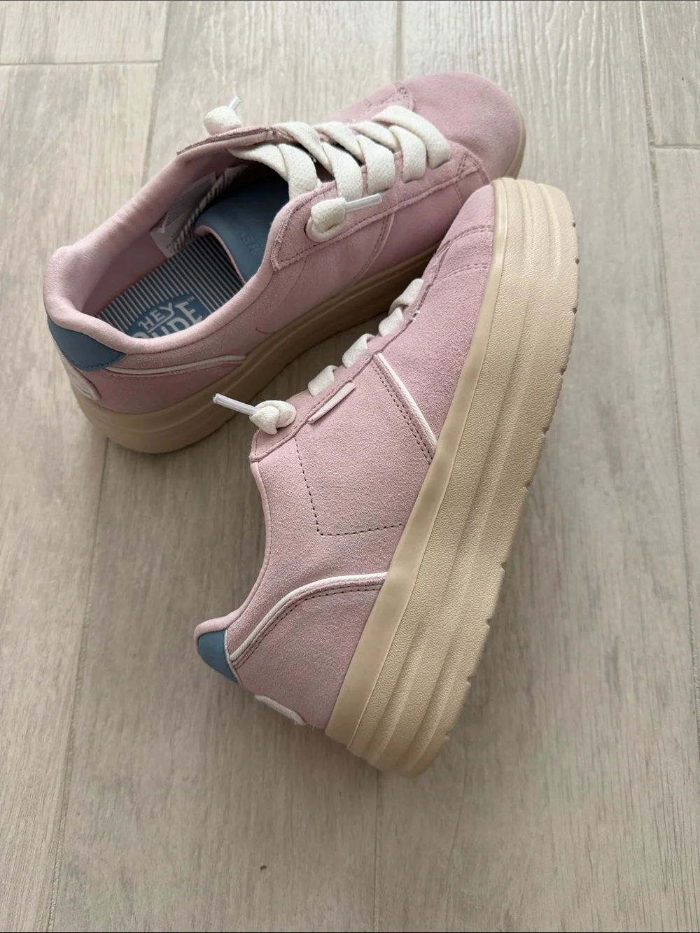 Platform Casual Sneakers in Light Pink with Cream Sole
